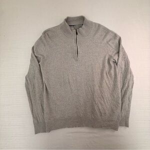 Men's 100% Wool Light Gray Half-Zip Cardigan